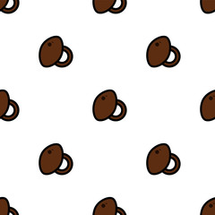 Vector isolated coconut seamless pattern fruit on transparent background