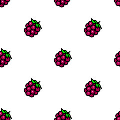 Vector isolated raspberry seamless pattern fruit on transparent background