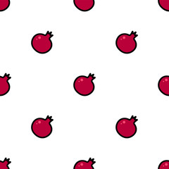 Vector isolated pomegranate seamless pattern fruit on transparent background