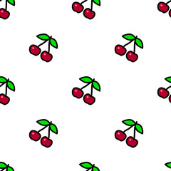 Vector isolated cherry seamless pattern fruit on transparent background