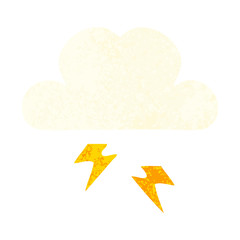 retro illustration style cartoon thunder cloud