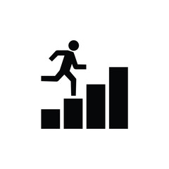 Growing business runing man graph icon.Vector illustration. Flat design