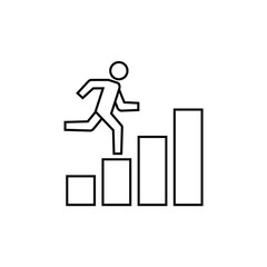 Growing business runing man graph icon.Vector illustration. Flat design