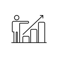 Growing business man graph icon.Vector illustration. Flat style design