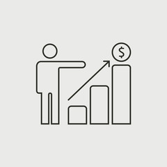 Growing business man graph icon.Vector illustration. Flat style design
