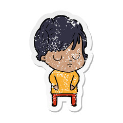 distressed sticker of a cartoon woman