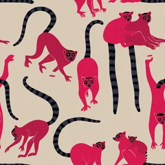 Printed kitchen splashbacks Jungle  children room Seamless Pattern With Lemur.