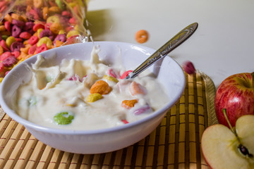 HEALTHY BREAKFAST OF COLORFUL CEREAL