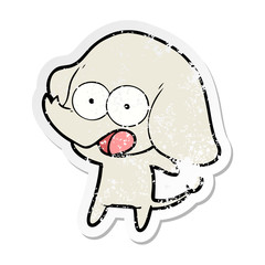 distressed sticker of a cute cartoon elephant