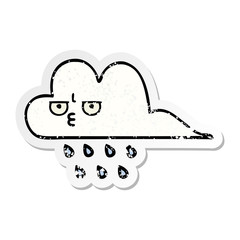 distressed sticker of a cute cartoon rain cloud