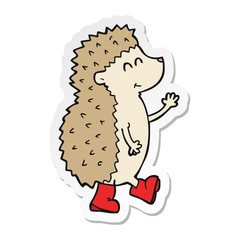 sticker of a cute cartoon hedgehog