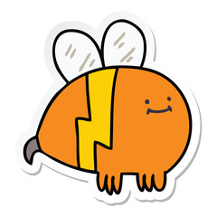sticker of a quirky hand drawn cartoon bumblebee