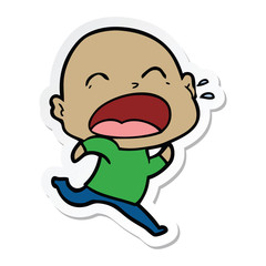 sticker of a cartoon shouting bald man
