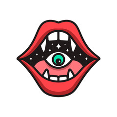 Vampire lips and eye vector illustration
