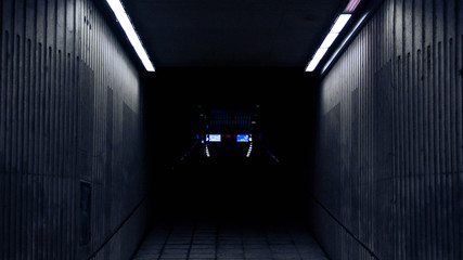 Walkway tunnel at train station