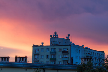 Fototapeta na wymiar A residential building during sunset