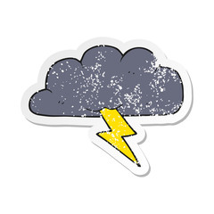 retro distressed sticker of a cartoon thundercloud