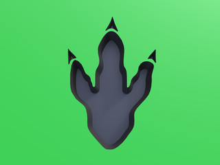 3D illustration of Tyrannosaurusa Rex footprint