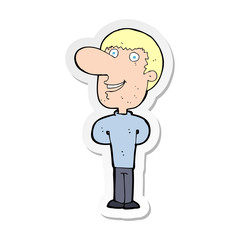 sticker of a cartoon happy man