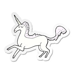 sticker of a cartoon unicorn