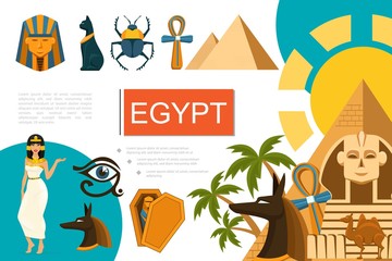 Flat Egypt Symbols Composition