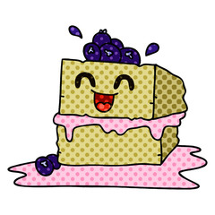 quirky comic book style cartoon happy cake slice