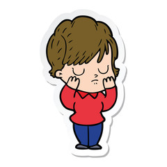 sticker of a cartoon woman