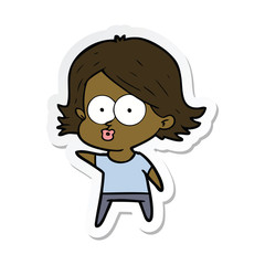 sticker of a cartoon girl pouting