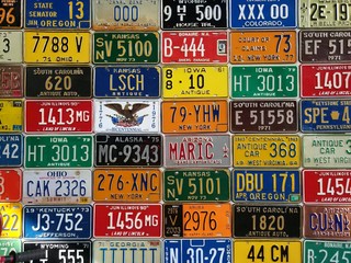background, license plates of cars