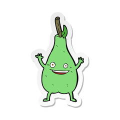sticker of a cartoon happy pear