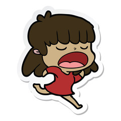 sticker of a cartoon woman talking loudly