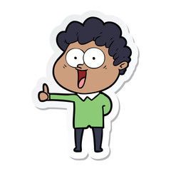 sticker of a cartoon happy man