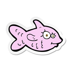 sticker of a cartoon happy fish