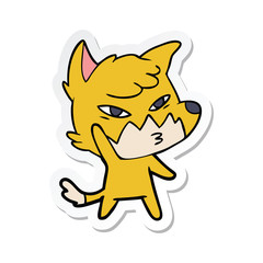 sticker of a clever cartoon fox