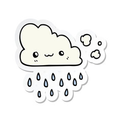sticker of a cartoon storm cloud