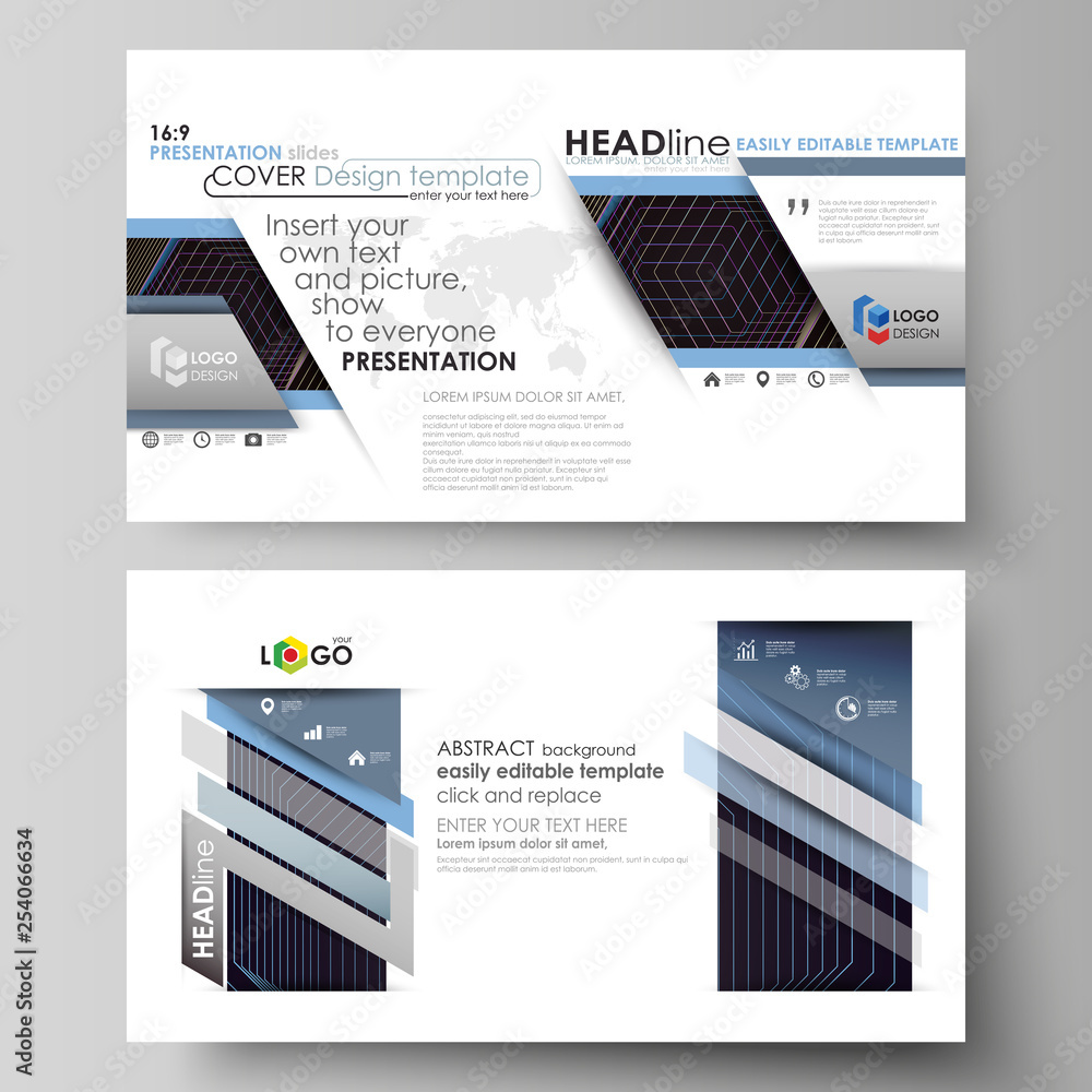 Poster business templates in hd format for presentation slides. vector layouts in flat style. abstract poly