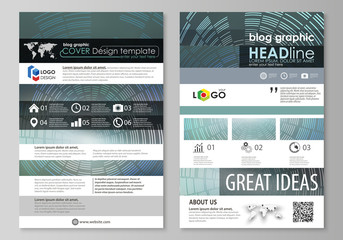 Blog graphic business templates. Page website design template, easy editable abstract vector layout. Technology background in geometric style made from circles.