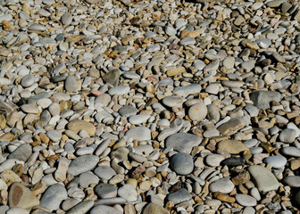 Beach with many little smooth stones 