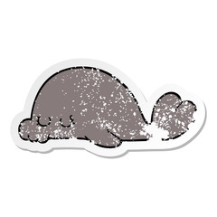 distressed sticker of a cartoon seal