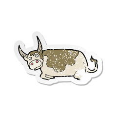 retro distressed sticker of a cartoon bull