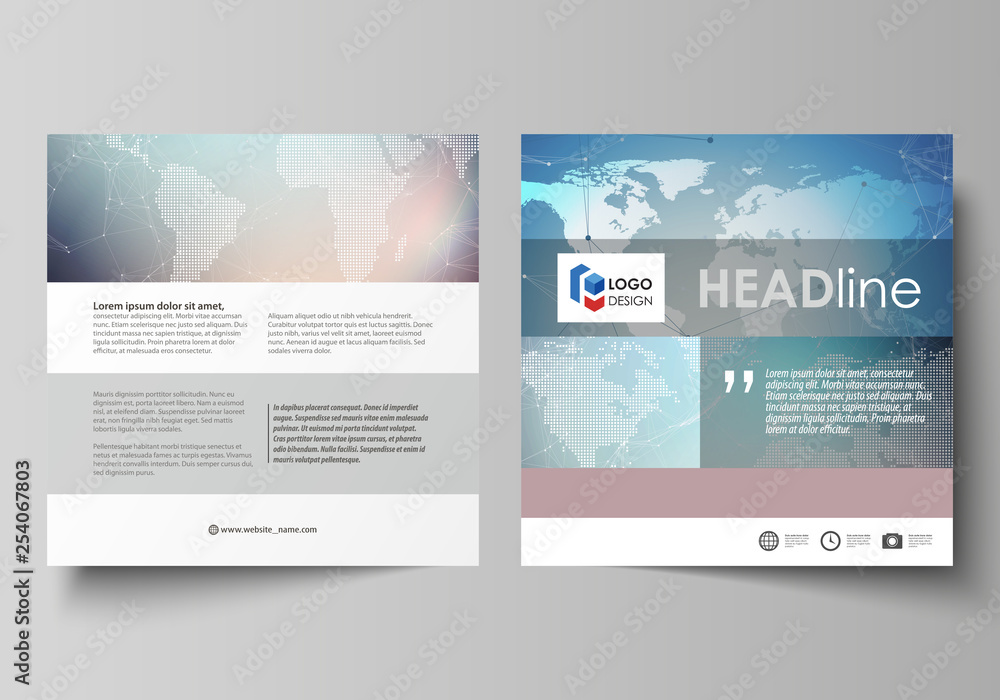 Poster the minimalistic vector illustration of editable layout of two square format covers design templates
