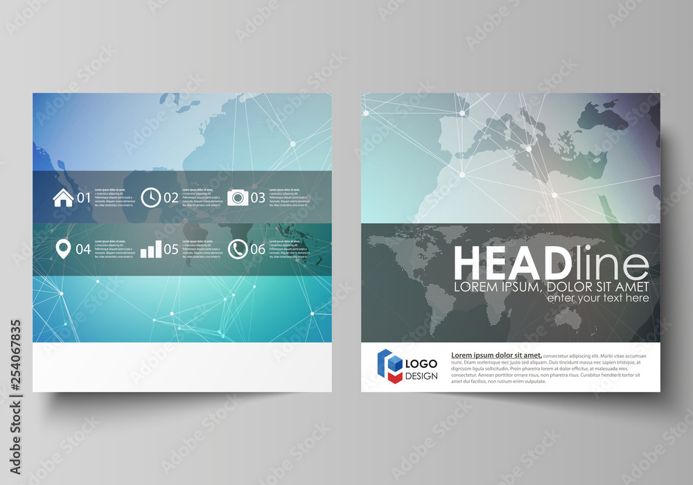 Aufkleber the minimalistic vector illustration of the editable layout of two square format covers design templ