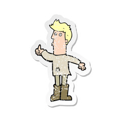 retro distressed sticker of a cartoon poor man