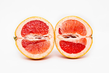 bloody orange grapefruit on white background