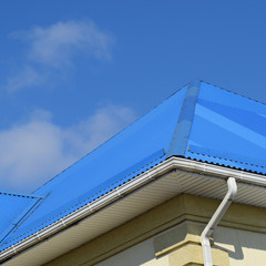 Fototapeta premium Blue roof metal sheets