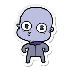 Fototapeta premium sticker of a cartoon weird bald spaceman