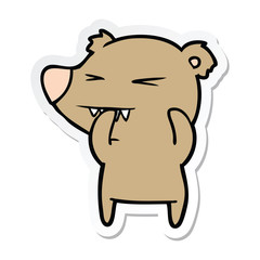 sticker of a angry bear cartoon
