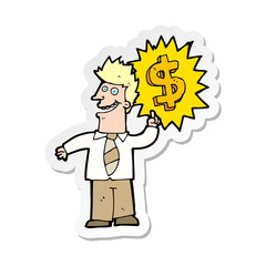sticker of a making money cartoon
