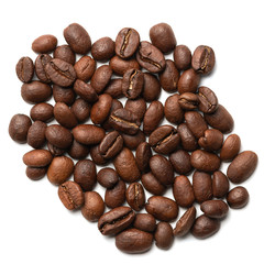 Fresh Roasted Coffee Beans Isolated On White Background