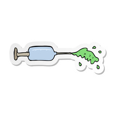 sticker of a cartoon squirting medical needle